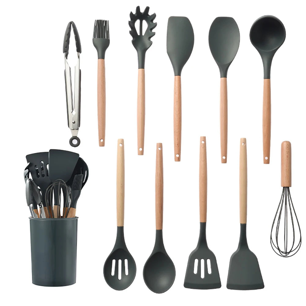 Silicone kitchen utensils set
