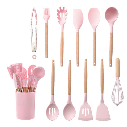 Silicone kitchen utensils set