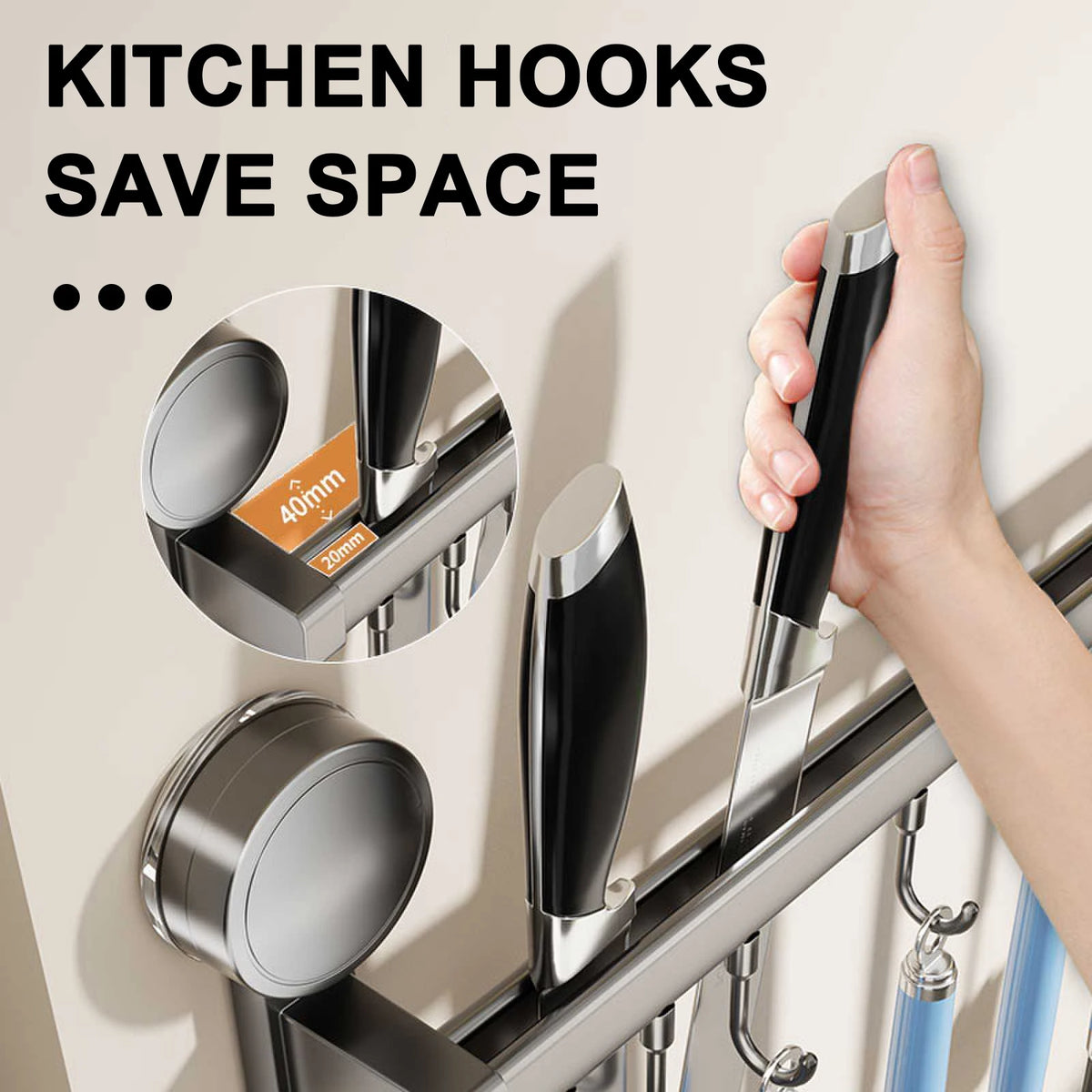 Wall mounted kitchen hook rack