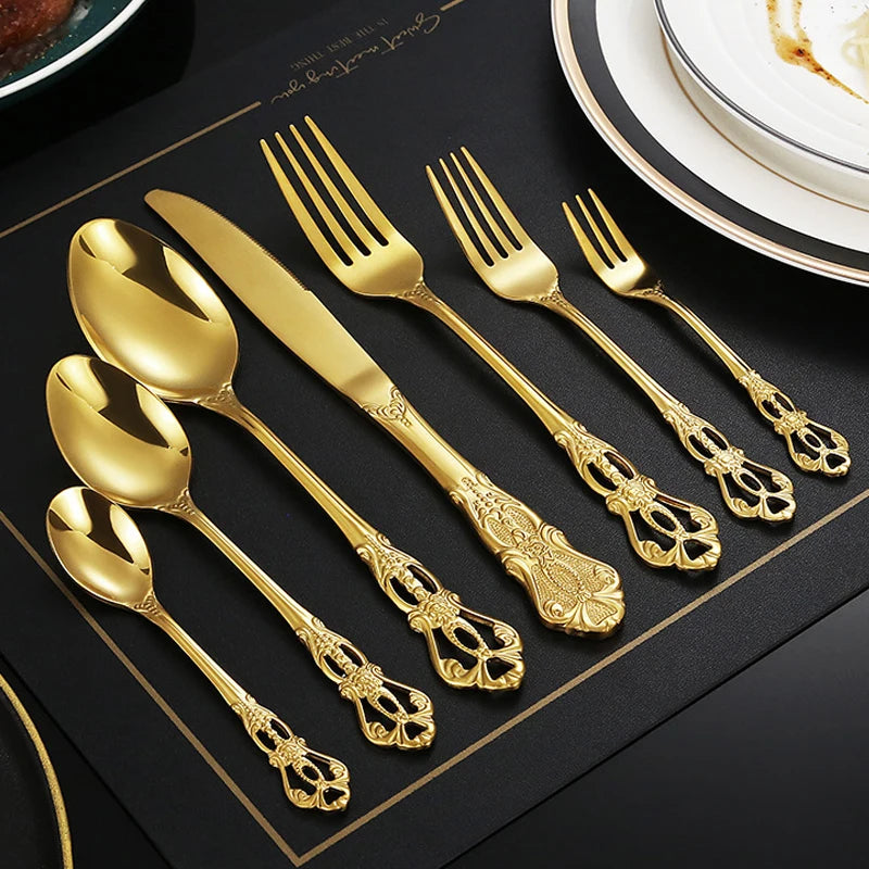 Gold Spoon and Fork Se