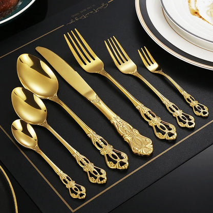Gold Spoon and Fork Se