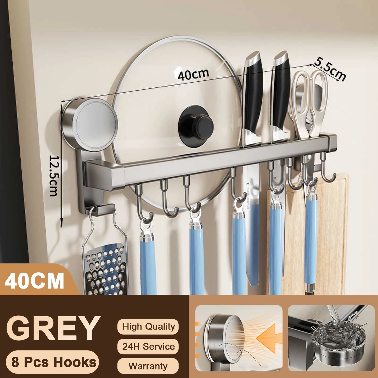 Wall mounted kitchen hook rack