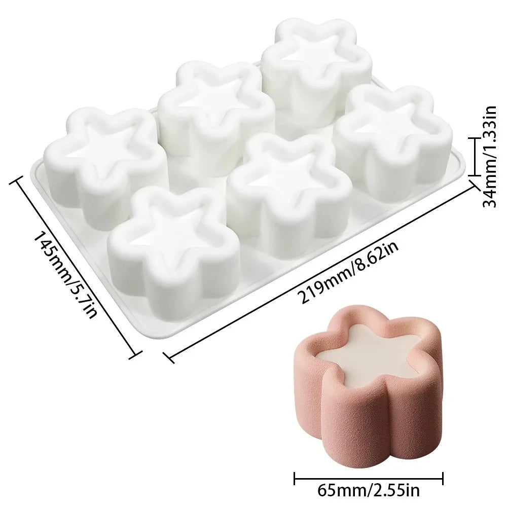 Flower and star silicone cake molds