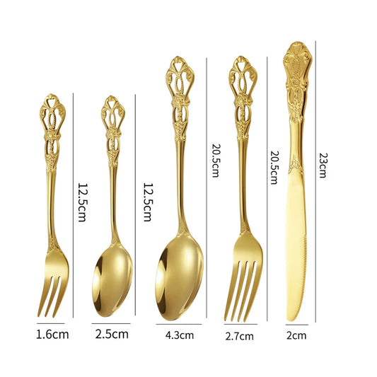 Gold Spoon and Fork Se