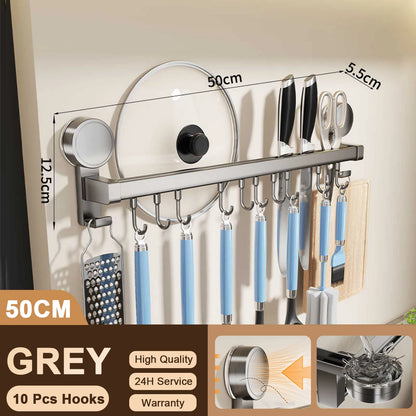 Wall mounted kitchen hook rack