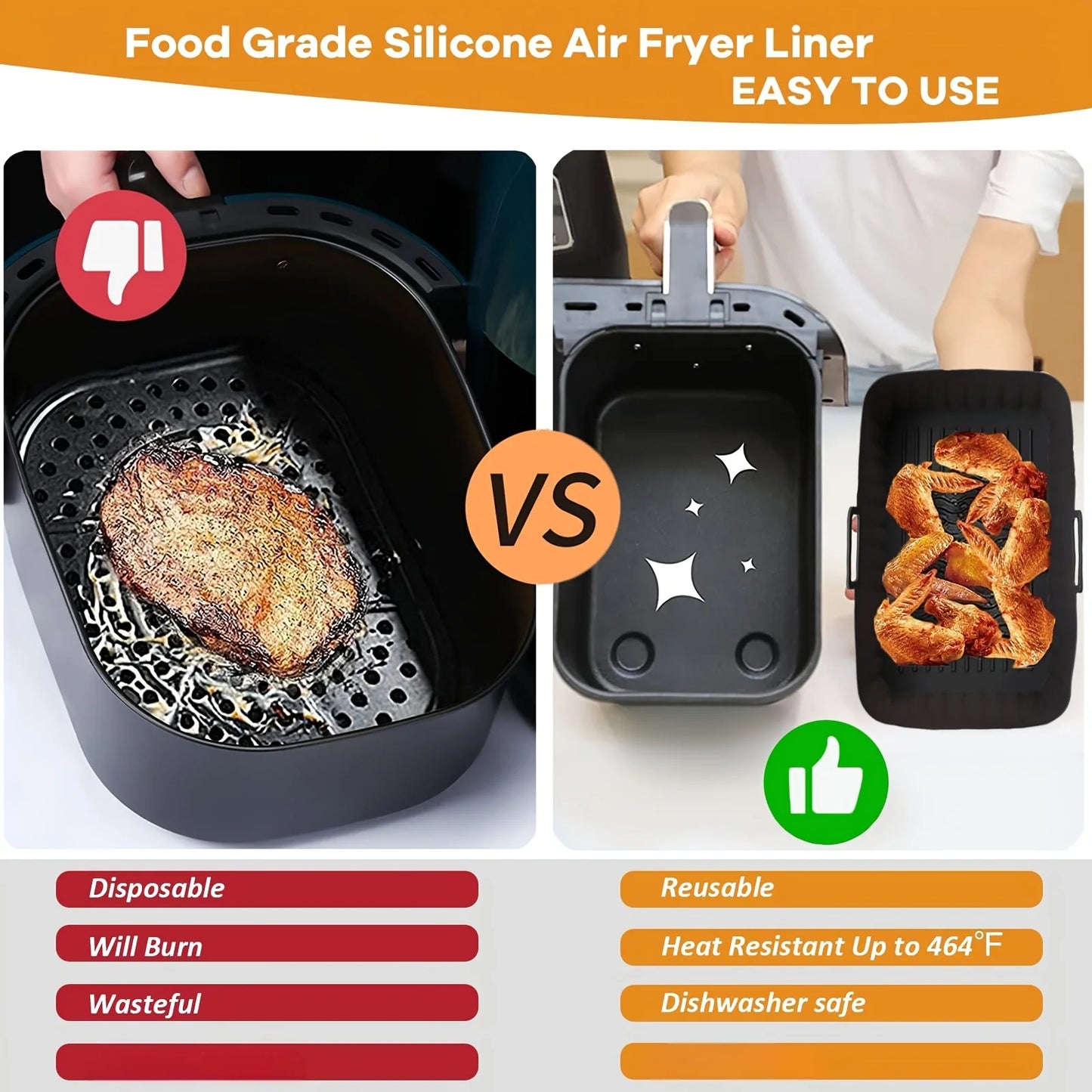 2pcs silicone air fryer liner