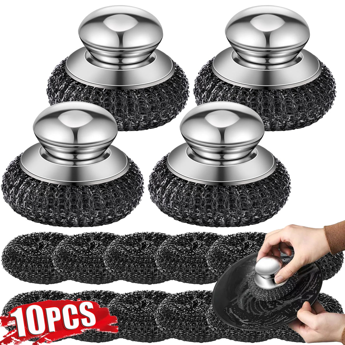 Stainless steel pot brush