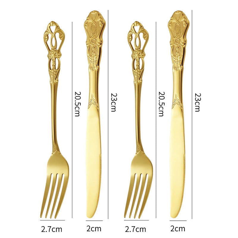Gold Spoon and Fork Se