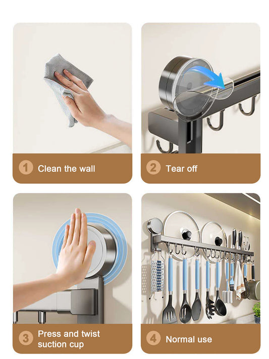 Wall mounted kitchen hook rack