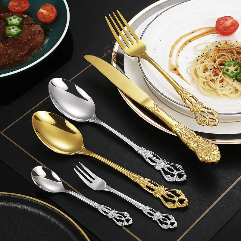 Gold Spoon and Fork Se