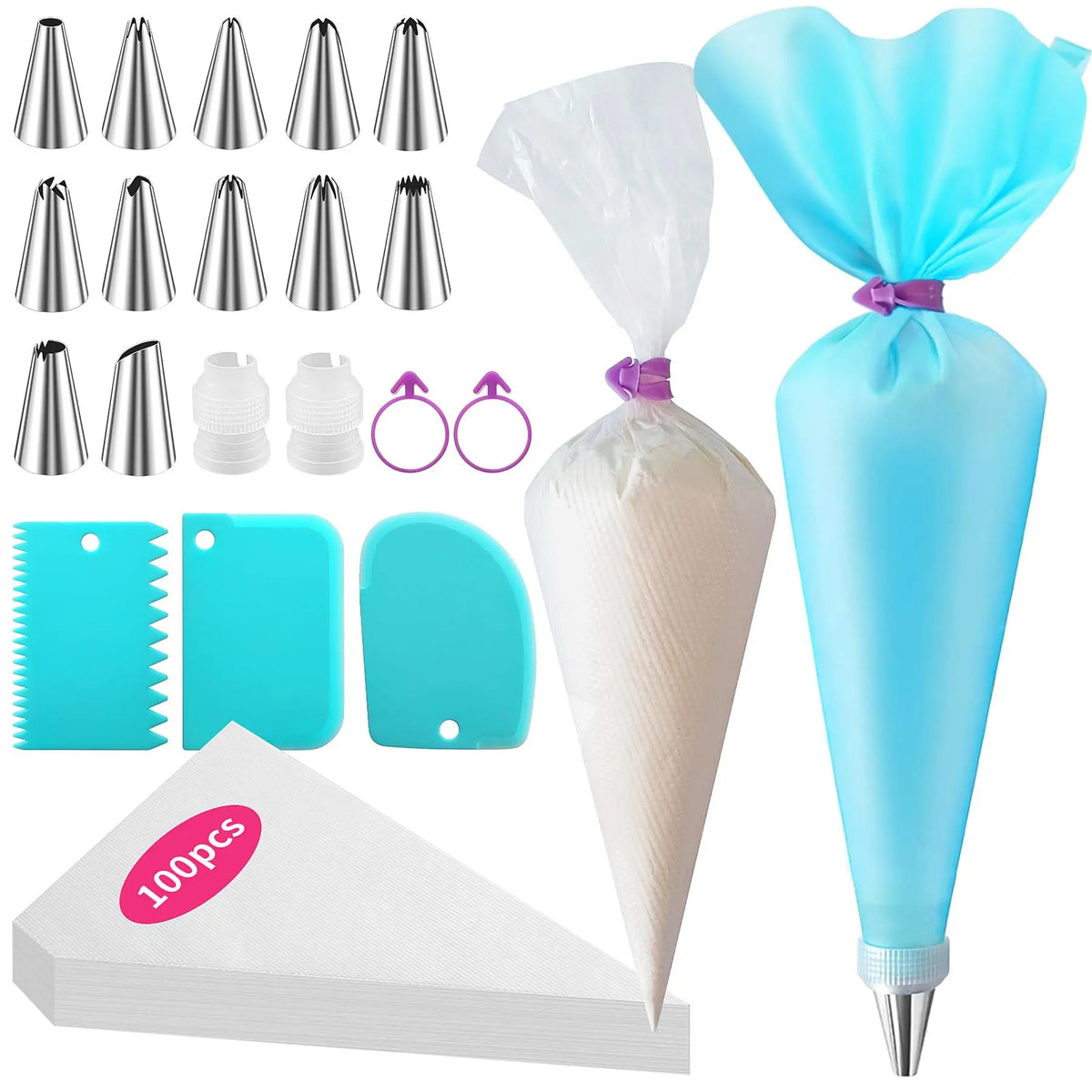 Piping bags and tips set