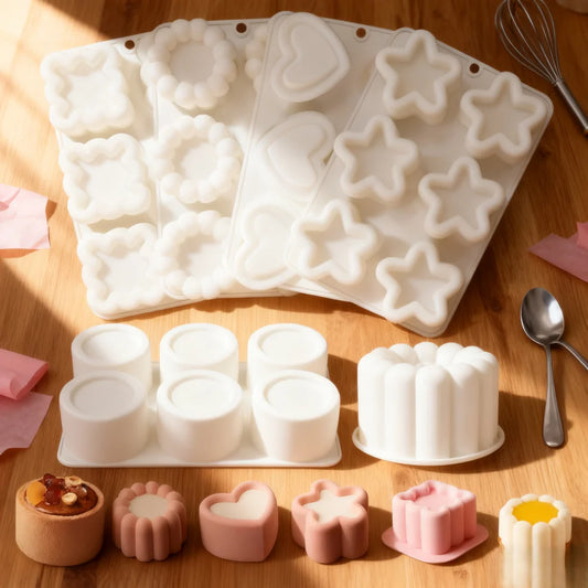 Flower and star silicone cake molds