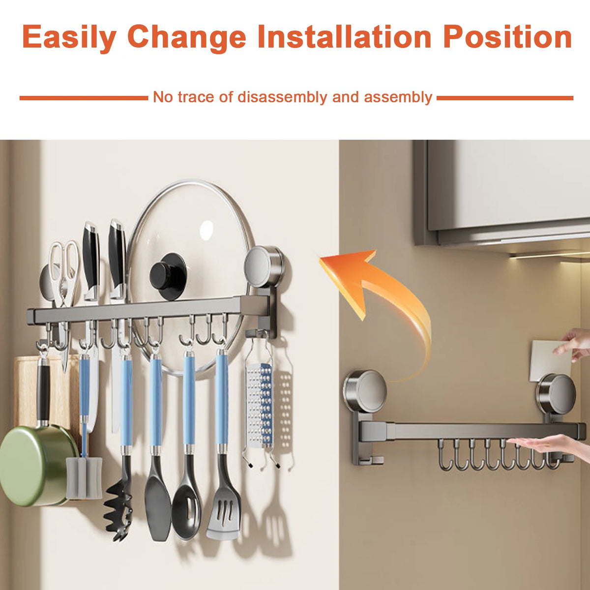 Wall mounted kitchen hook rack