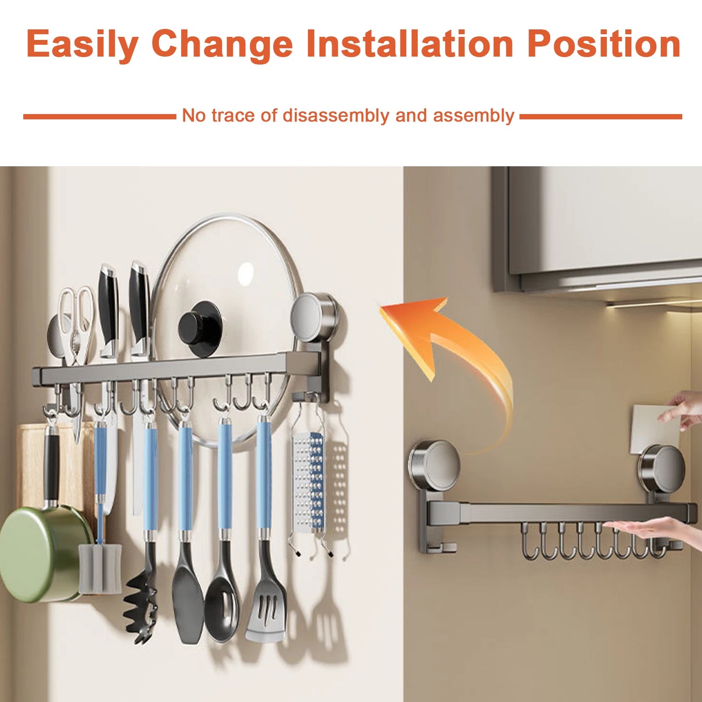Wall mounted kitchen hook rack