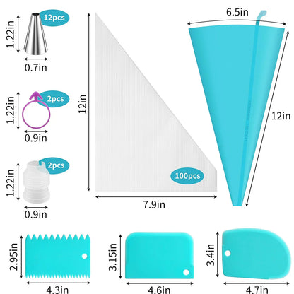 Piping bags and tips set