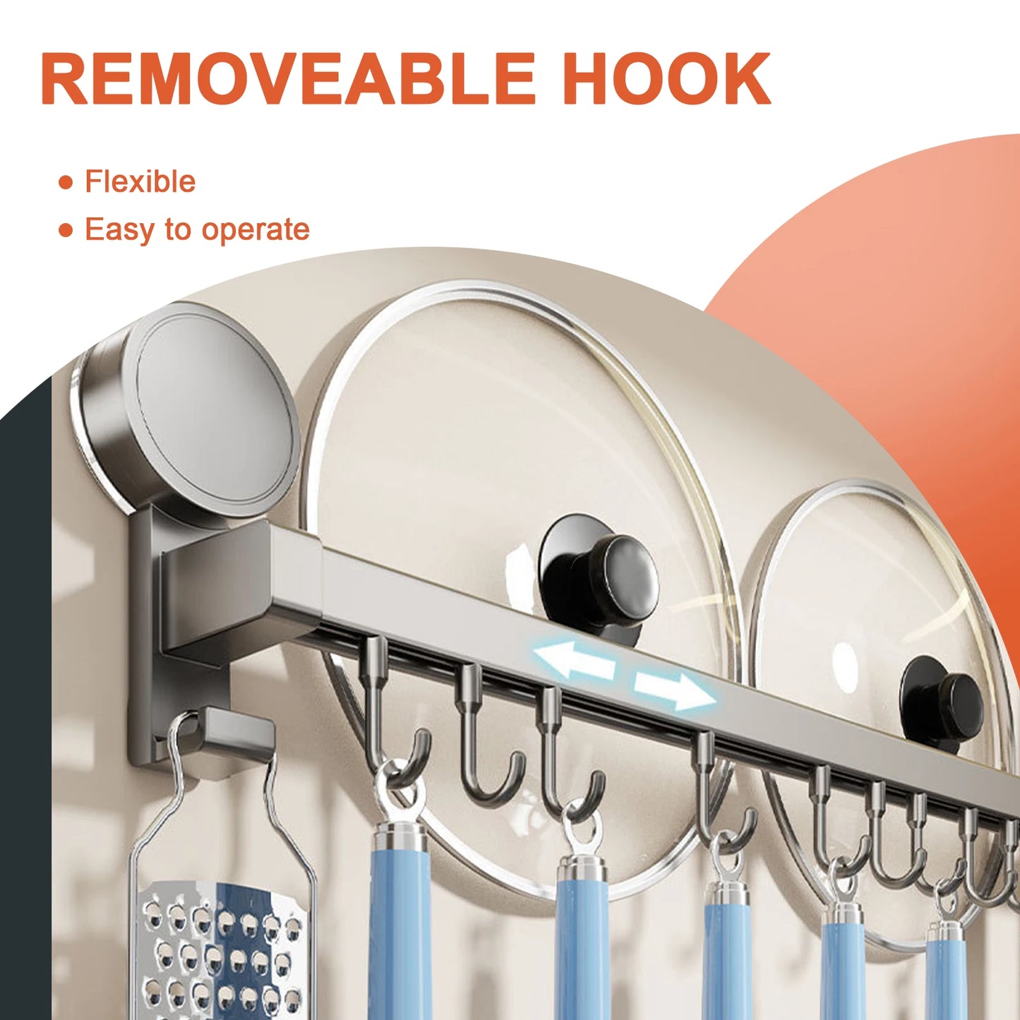 Wall mounted kitchen hook rack